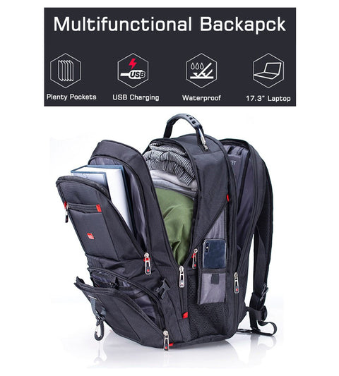 Crossten 17.3" Laptop Waterproof USB Charge Port Swiss-Style Multifunctional Backpack
