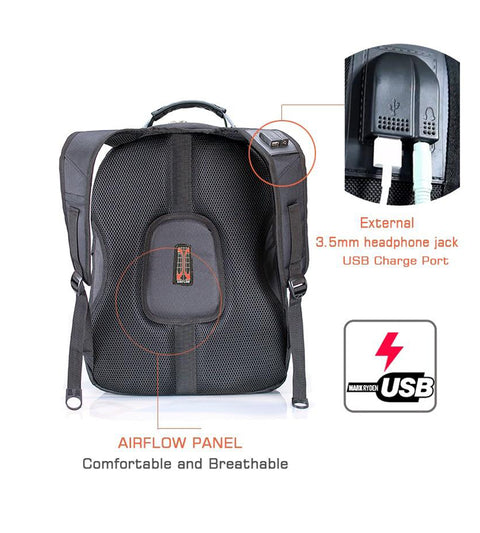 Crossten 17.3" Laptop Waterproof USB Charge Port Swiss-Style Multifunctional Backpack