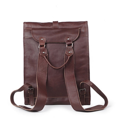 Genuine leather unisex casual backpack handmade large soft laptop bags