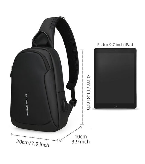 Multifunction Waterproof USB Charging Chest Pack Short Travel Men Messenger Chest Shoulder Bag