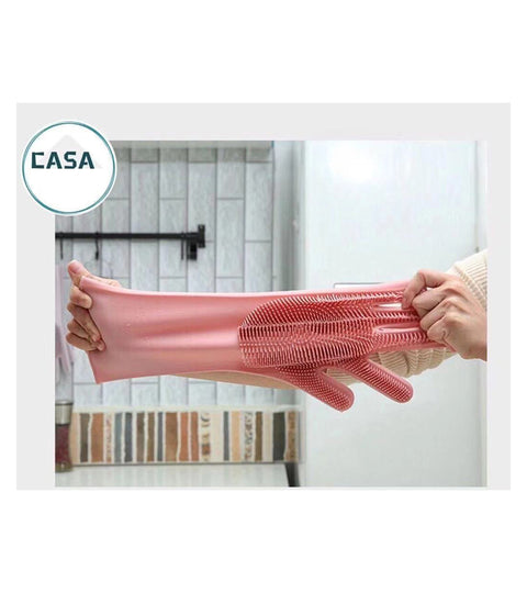 2020 new  Magic Silicone Dishwashing Scrubber  Sponge Rubber  Gloves Kitchen Cleaning 1 Pair