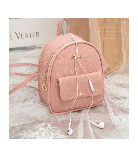 Mini Backpack Women PU Leather Shoulder Bag For Teenage Girls Kids Multi-Function Bagpack
