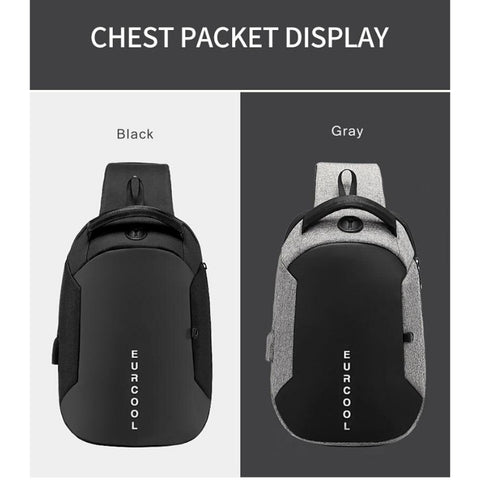 Multifunction Crossbody Bags Men USB Charging Chest Pack Water Repellent Shoulder Bag
