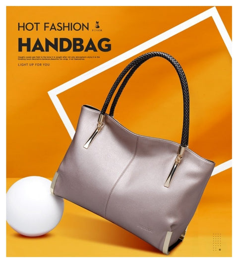 FOXER Brand Women's Cow Leather Handbags Female Shoulder bag designer Luxury Lady Tote Large Capacity Zipper Handbag for Women