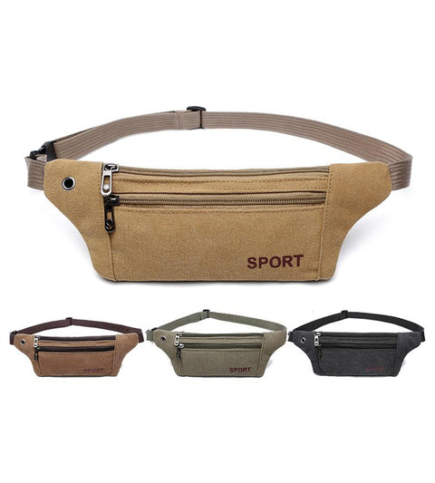 AIREEBAY Men Casual Durable Fanny Waist Pack Male Waist Bags Belt Canvas 2019 New Hip Bum Military Bag Pouch Three Zipper Pocket