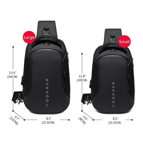 Multifunction Crossbody Bags Men USB Charging Chest Pack Water Repellent Shoulder Bag