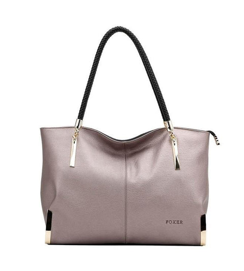 FOXER Brand Women's Cow Leather Handbags Female Shoulder bag designer Luxury Lady Tote Large Capacity Zipper Handbag for Women