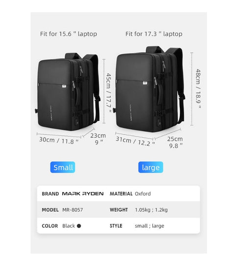 Multi-layer Space 17 inch USB Recharging Laptop Travel Male Bag Anti-thief Backpack