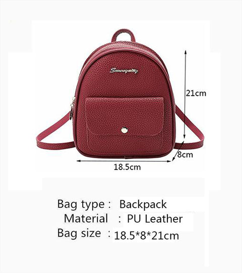 Mini Backpack Women PU Leather Shoulder Bag For Teenage Girls Kids Multi-Function Bagpack