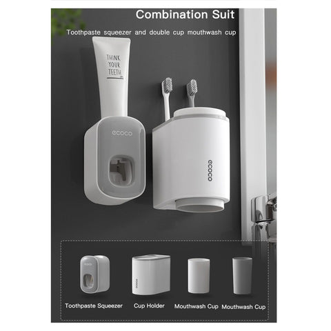 Wall Mount Automatic Toothpaste Dispenser Bathroom Accessories  Squeezer Toothbrush Holder