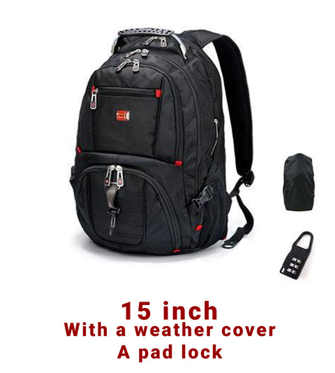 Crossten 15.3" Laptop Waterproof USB Charge Port Swiss-style Multifunctional Backpack