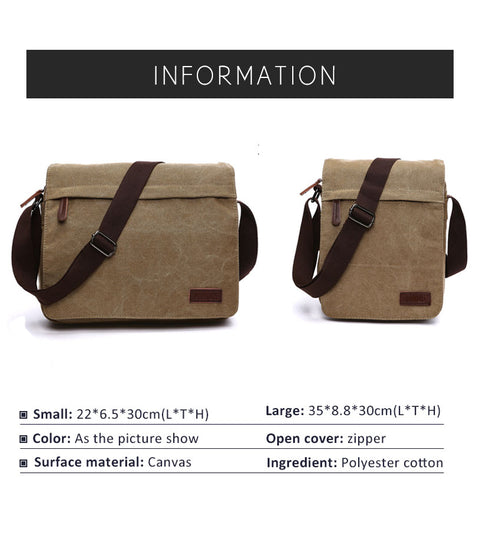 Fashion Solid Men Canvas Messenger Satchel Buckle Casual Portable Simple Shoulder Bag