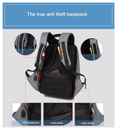 Anti theft USB Backpack Men Laptop Backpack Waterproof Business Fashion Backpacks Schoolbag Women