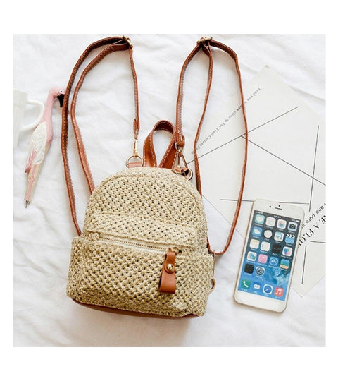 Mini Fashion Straw Backpack for Women and girls | Shoulder bag | Travel backpack