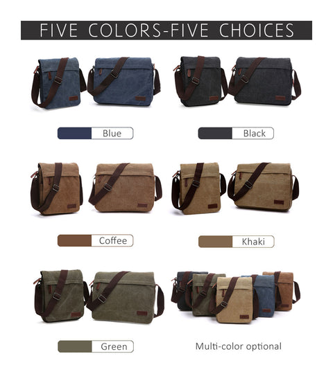 Fashion Solid Men Canvas Messenger Satchel Buckle Casual Portable Simple Shoulder Bag