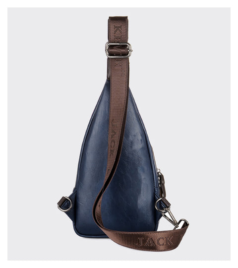 Men Fashion Crossbody Bag Theft proof Rotatable Button Open Leather Shoulder Bags Chest Waist Pack