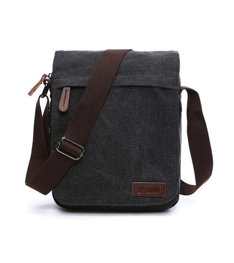 Fashion Solid Men Canvas Messenger Satchel Buckle Casual Portable Simple Shoulder Bag