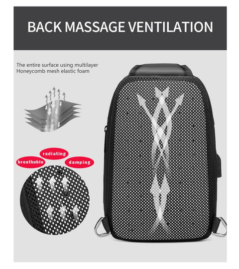 Men Chest bag for 9.7" iPad USB Charging Short Trip Messenger Bags Water Repellent Crossbody Bag