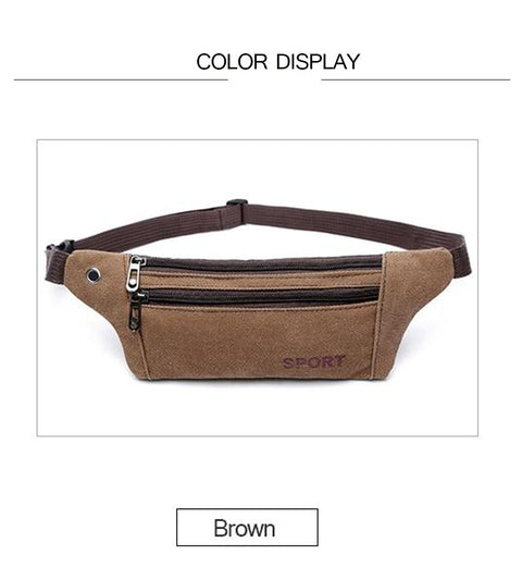 AIREEBAY Men Casual Durable Fanny Waist Pack Male Waist Bags Belt Canvas 2019 New Hip Bum Military Bag Pouch Three Zipper Pocket