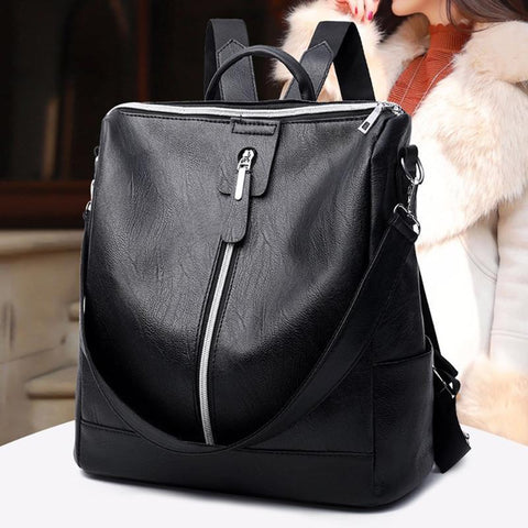 Simple Leather Backpack mochila Women Zipper Backpack Student Bag Backpack Female Large Casual Travel Bags mochila feminina sac