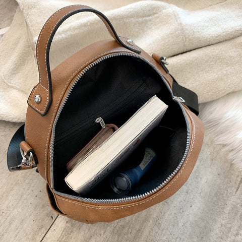 Solid Color PU Leather Backpacks For Women 2020 Fashion Small Backpack For School Teenagers Girls