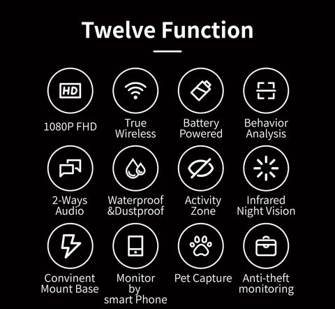 SDETER 1080P Rechargeable Battery Camera IP Wifi Camera Outdoor Indoor Weatherproof CCTV Security Camera Night Vision Audio P2P