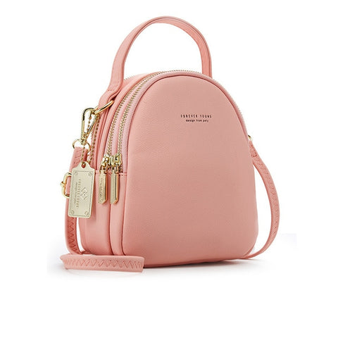 Women Multi-Function Small Backpack Ladies Shoulder Crossbody Bag Soft Leather Backpack