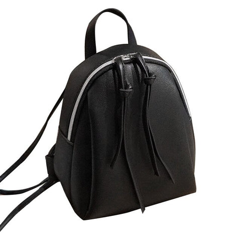 Mini PU Leather Women's Small Shoulder Bag with Tassel Zipper leather School bagpack