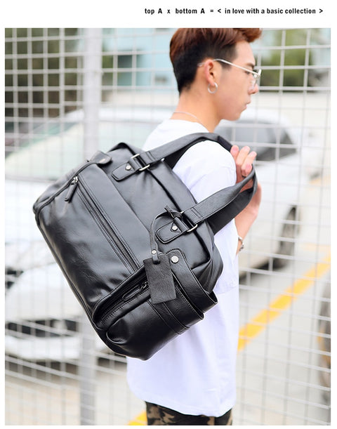 WEIXIER Men New Brand Fashion PU Leather Large Capacity Men Travel Bag Multifunctional Casual Man Shoulder Fashion Bags