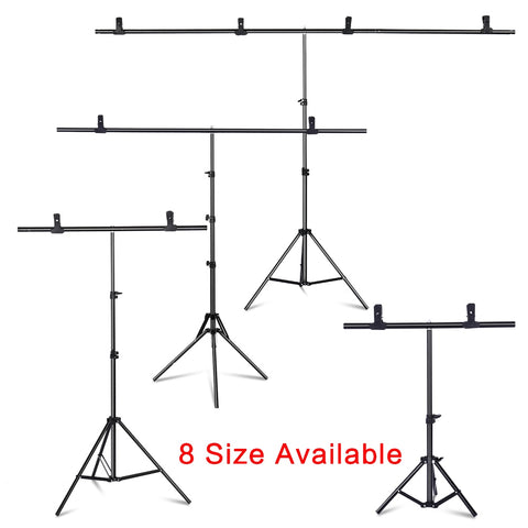 T-Shape Portable Background Backdrop Support Stand Kit 6.5ft Wide 6.5ft Tall Adjustable Photo Backdrop Stand with Spring Clamps