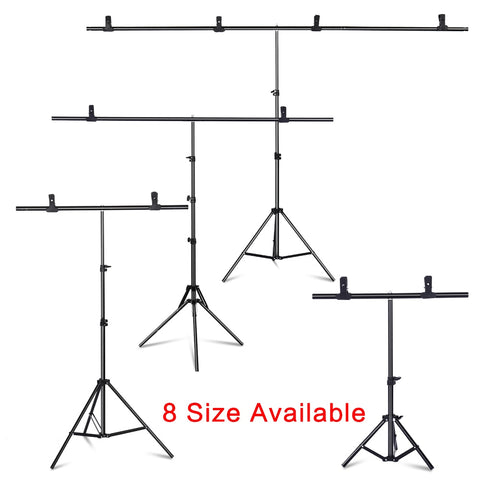 T-Shape Portable Background Backdrop Support Stand Kit 6.5ft Wide 6.5ft Tall Adjustable Photo Backdrop Stand with Spring Clamps