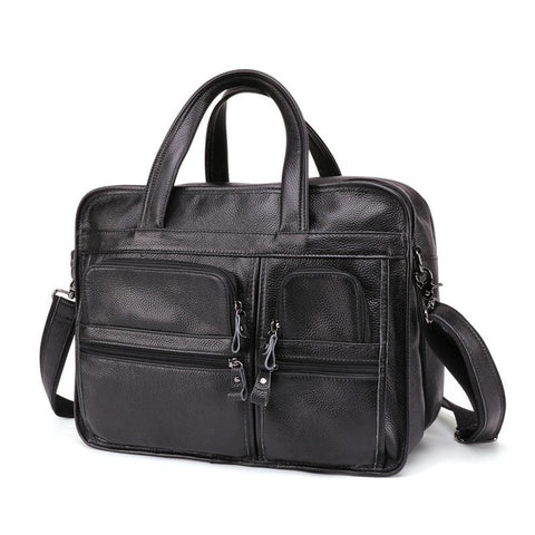 Large Men Genuine Leather Handbag Fashion Men's Functional Office Travel Messenger Bags Male 14 Inch Laptop Shoulder Bags